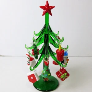 Handmade Murano glass crafts Christmas tree Figurines ornaments home decor simulation Christmas tree with 12 pendant accessories 201203