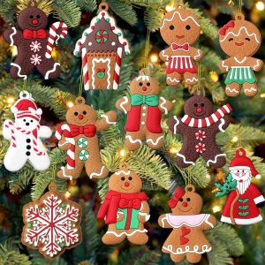 2025 Gingerbread Man Ornaments for Christmas Tree Assorted Plastic and for Tree Hanging Decorations
