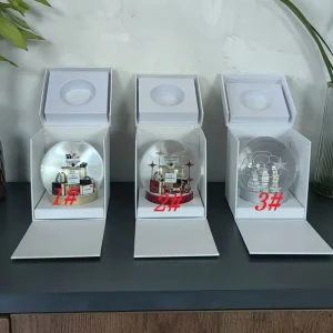 C Classics Camellia Snow Globe With NO.5 Perfume Bottle Inside Red Letters Crystal Ball With Gift Box