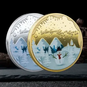 Crafts Christmas Commemorative Coin Party Favors Personality Cartoon Santa Claus Medal Collection Craft Gift MM