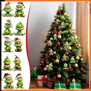 Ornaments New Hanging 10Pc Grinch Green Hair Monster Pendants Party Christmas Tree Decorations Gift Y240808