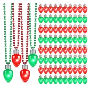 Light up Pendant Bulb Necklace on Mardi Gras Beads LED Flashing Glowing in the Dark GarlandS Holiday Christmas Party Favor Stocking Stuffer