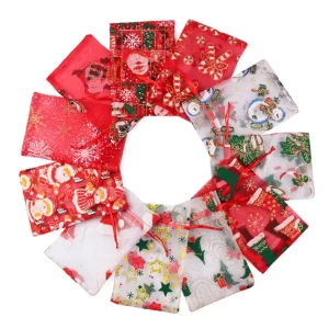 The latest 18X13CM size, organza beam opening Christmas gift bag, family party Christmas tree pendant Christmas gift bag