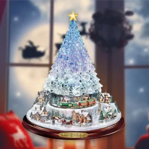 2024 Christmas Decorations Tree Rotating Sculpture Train Paste Window Stickers Winter Home Decoration